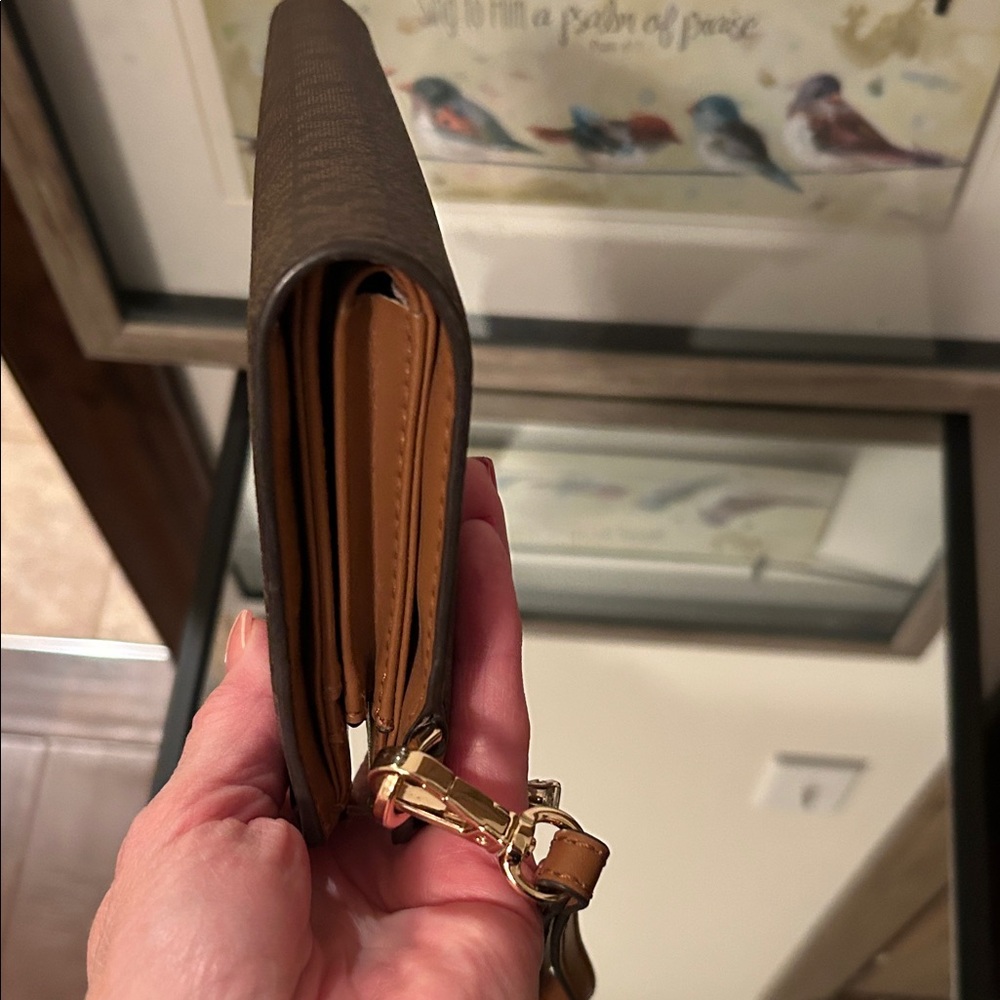 Michael Kors Dark Brown Wristlet with Gold Accents - Picture 3 of 15